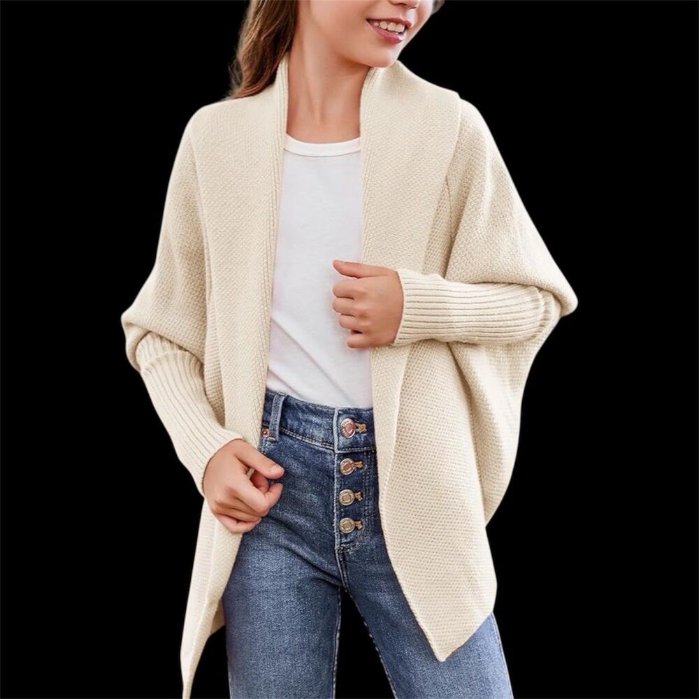 Chelsea & Theodore Faux Fur Collar Suede Open Cardigan Sweater Knit Chunky XL